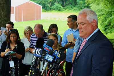 Weintraub News Conference. Photo courtesy of Larry R. King, Bucks County District Attorney's Offi...