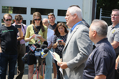 News Conference. Photo courtesy of Larry R. King, Bucks County District Attorney's Office communi...