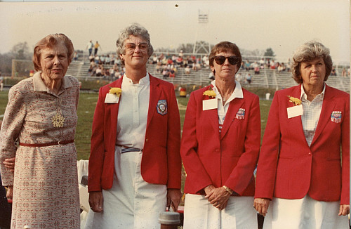 Pictured, left to right: Eleanor Snell, Vonnie Gros '57, Marjorie Garinger '57, and Margery Watso...