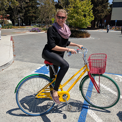 Rebecca on Bike at Google