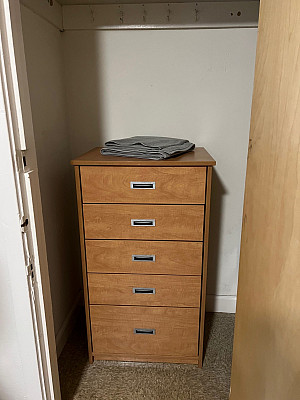 5 drawer dressers can be found in single through triple rooms