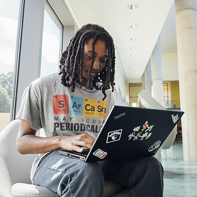 Tre Dunlap '25 doing research during the 2024 Summer Fellows Program