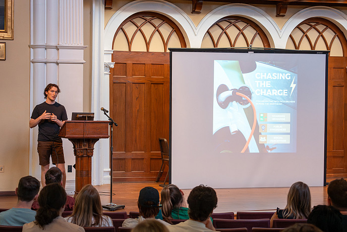 Max Kulla '25 presents his Summer Fellows research.