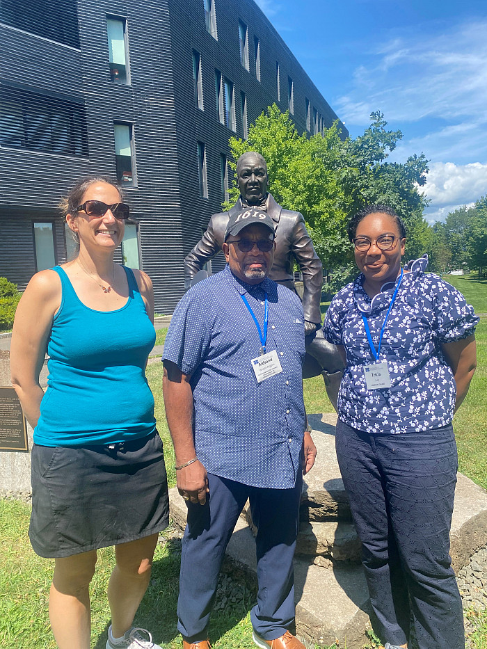 Librarian of the College and Co-director of the Teaching and Learning Institute Diane Skorina (left), Collegeville Mayor Aidsand Ace Wrig...