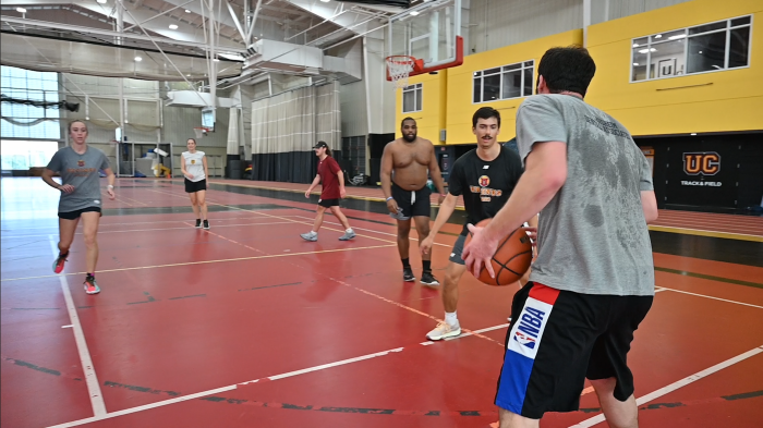 Faculty, staff, and community members gather every Friday for a fun session of pickup basketball.