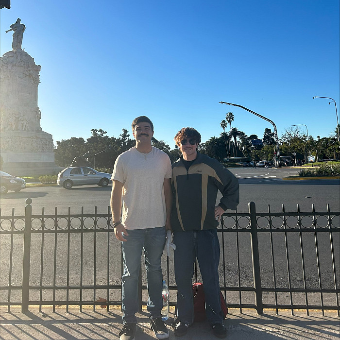 Matthew Adams '27 and Dominic Minicozzi '24 in Buenos Aires, Argentina.