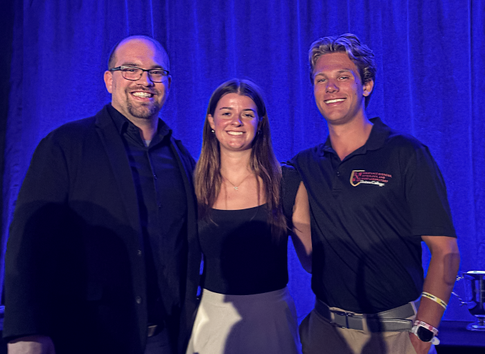 Assistant Professor of Health Sciences Kyle Beyer, Rianne Moll '25, and David Kenny '25