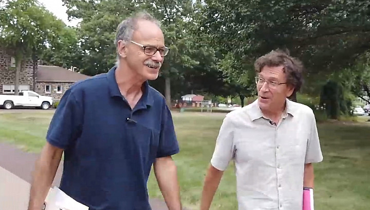 Professors Paul Stern and Robert Dawley walk on campus and discuss The Allegory of the Cave.