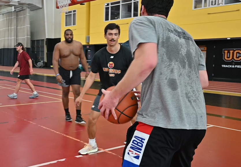 Faculty, staff, and community members gather every Friday for a fun session of pickup basketball.