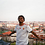 A pose from a study-abroad experience in Prague.