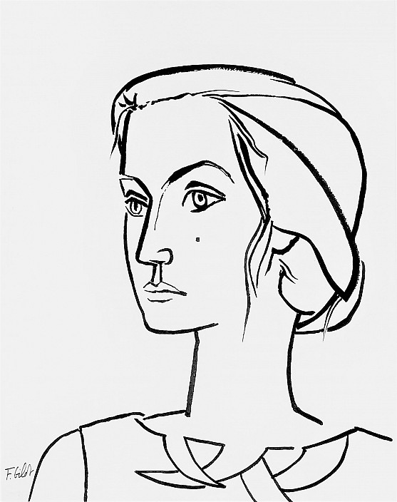 Françoise Gilot, Self-Portrait with Hair in Bun, n.d.