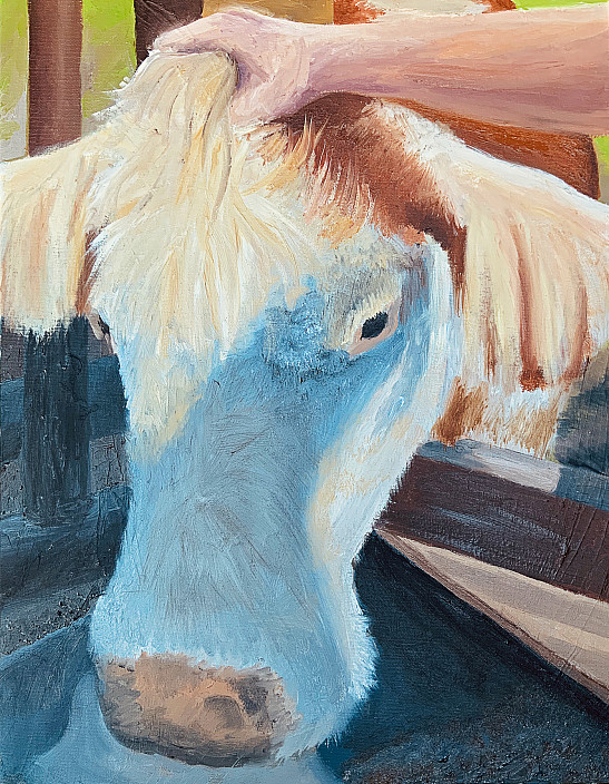 Julia Huff, Hand on Cow, 2020.