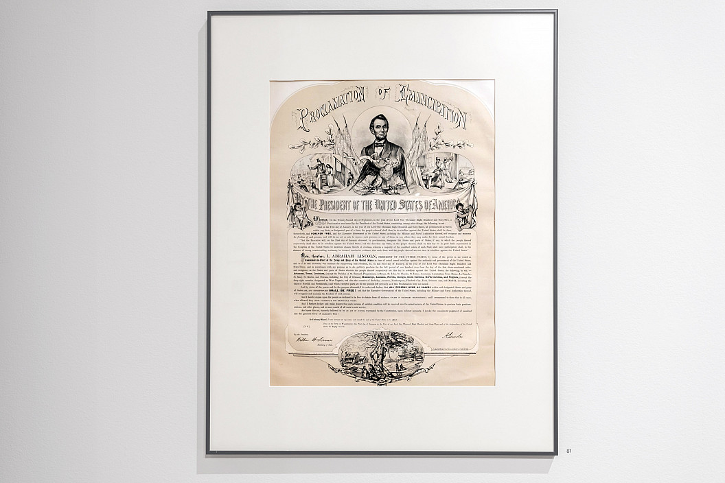 Installation view of A Stirring Song Sung Heroic: African Americans from Slavery to Freedom, 1619 to 1865