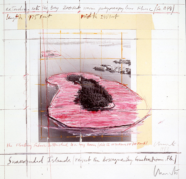 Christo, Surrounded Islands, Project for Biscayne Bay, Greater Miami Florida 1980-83, 1992.