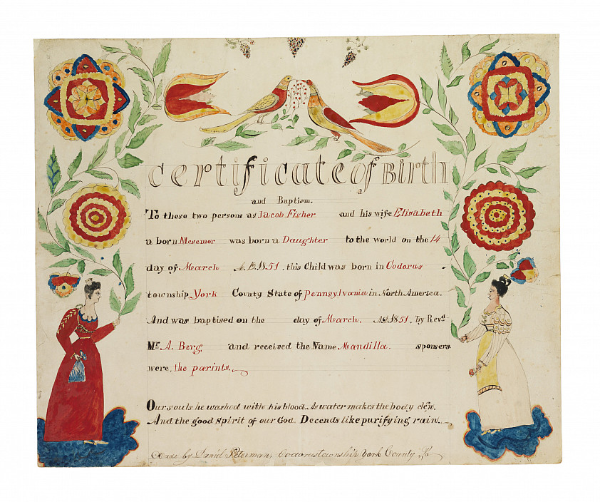 Daniel Peterman, Birth and Baptism Certificate, 19th c.