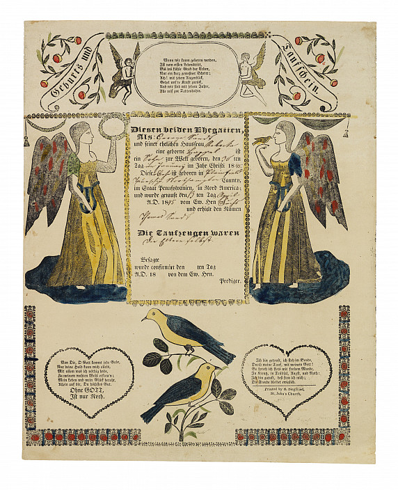 Unknown PA German Artist, Fraktur, c. 1838.