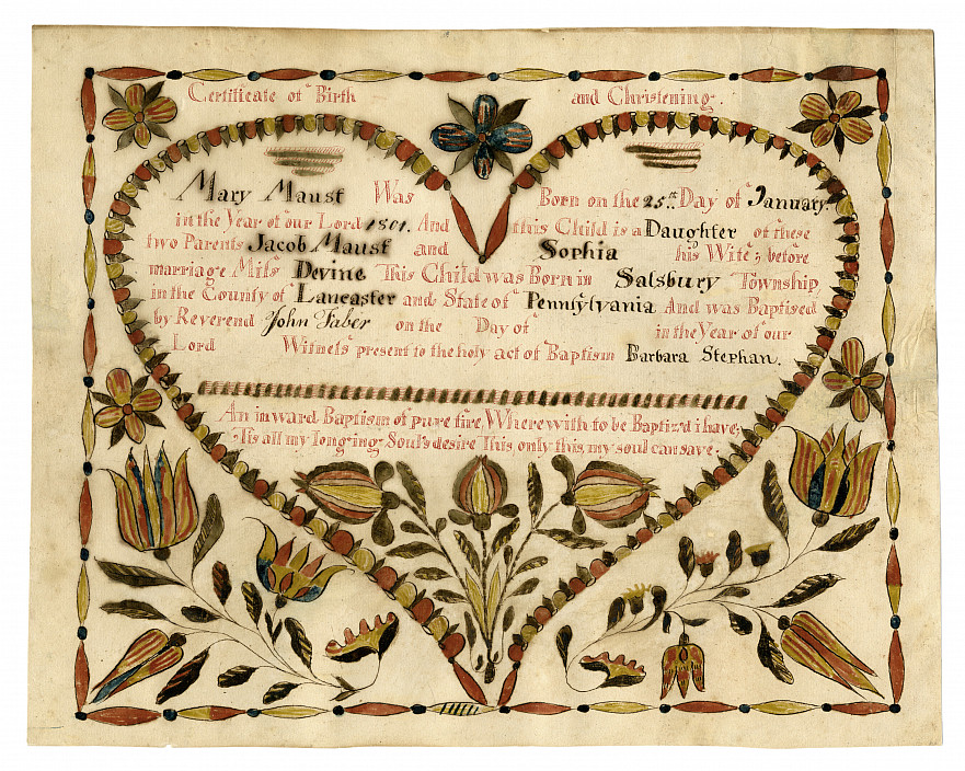 Abraham Brubaker, Fraktur, c. 1801.