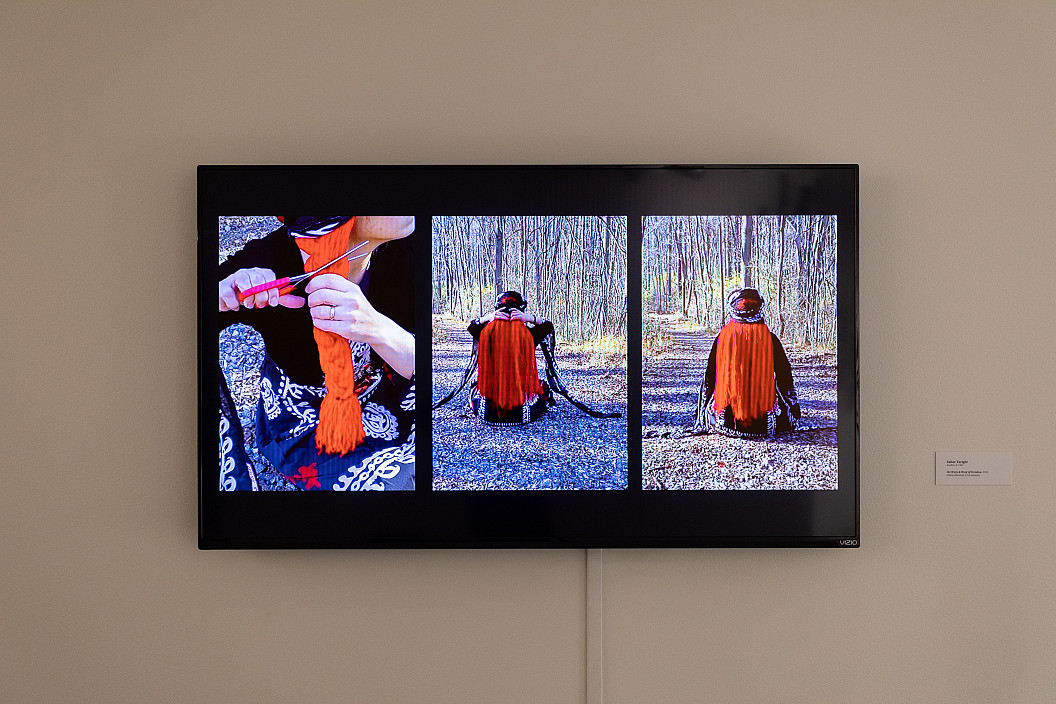 Sahar Tarighi, video from The Warp and Woof of Freedom series, 2022. As installed in 2024 exhibition Samaran ش??????: Threads of Tr...