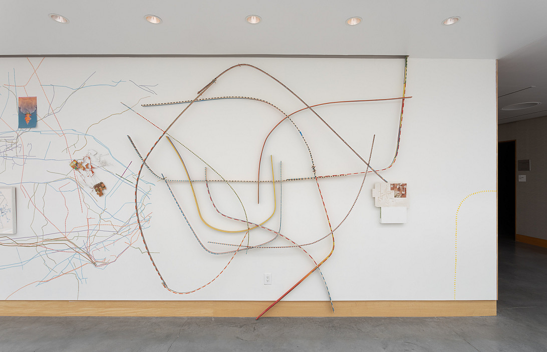 Installation view of 2024 exhibition Adriane Colburn: Paths of Extraction.