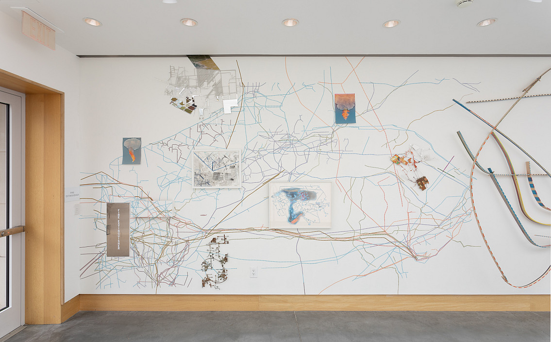 Installation view of 2024 exhibition Adriane Colburn: Paths of Extraction.