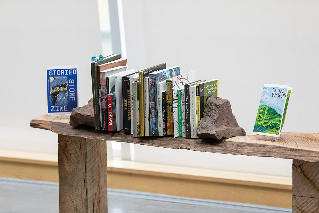 Reading bench from 2024 exhibition Adriane Colburn: Paths of Extraction.