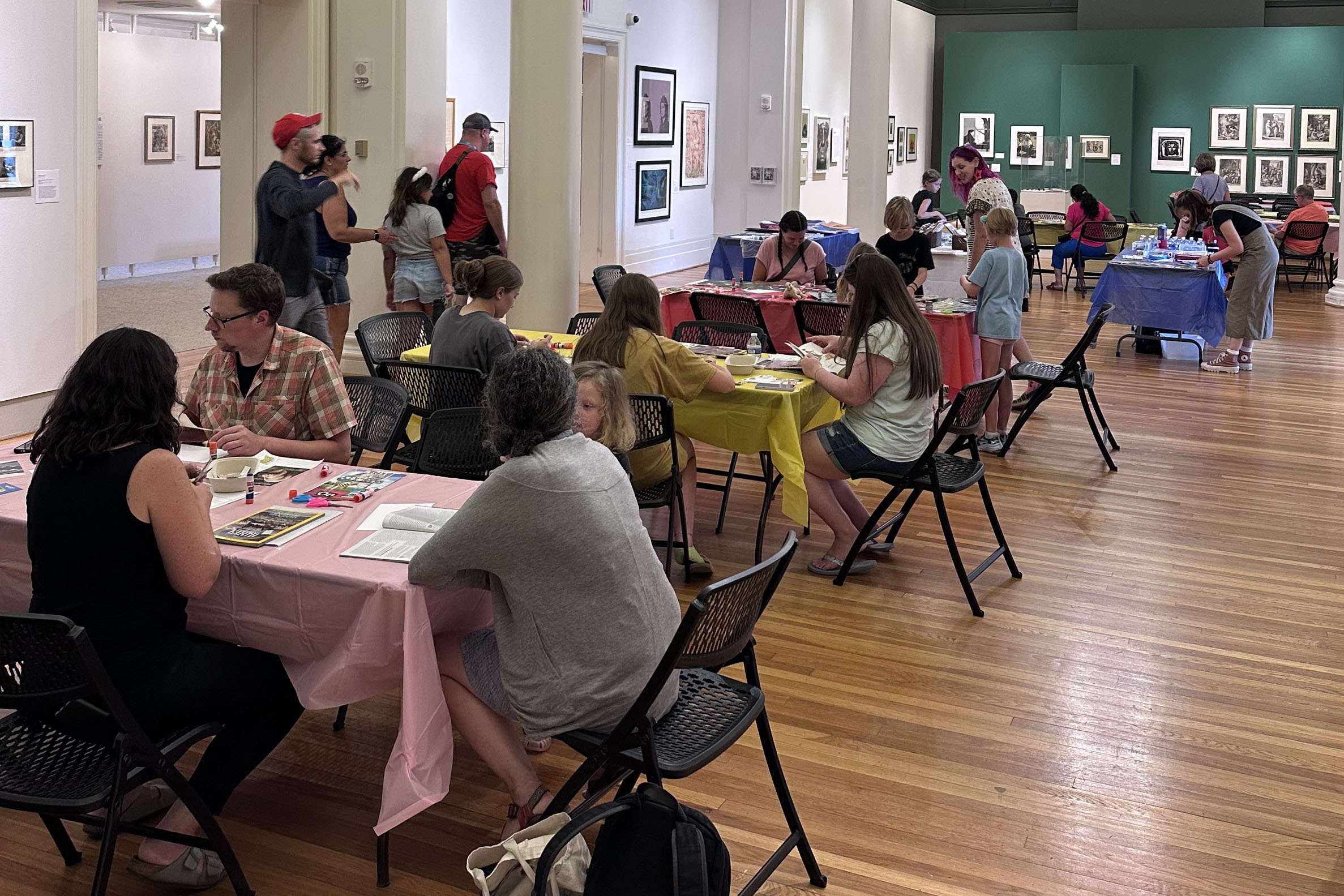 Visitors at the Cut and Paste: Collage Workshop at the Berman Museum.