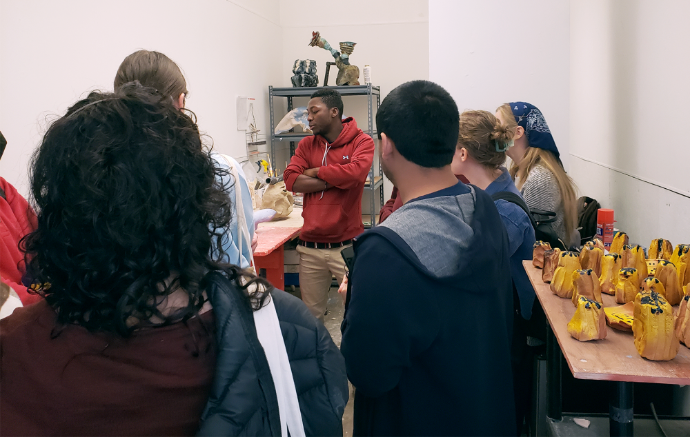 Curatorial Practices Seminar students in Dika's studio.