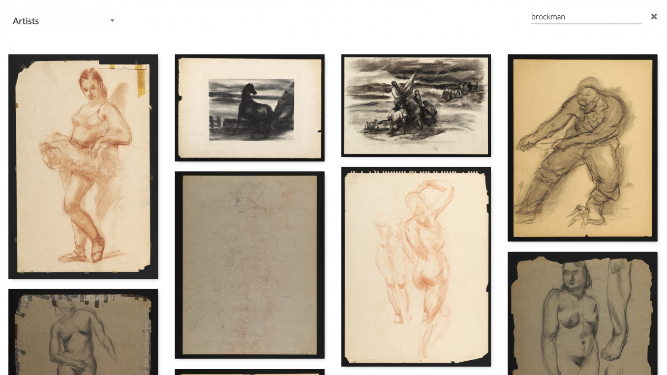 Example of collection view on the BMA website after the first phase of digitization.