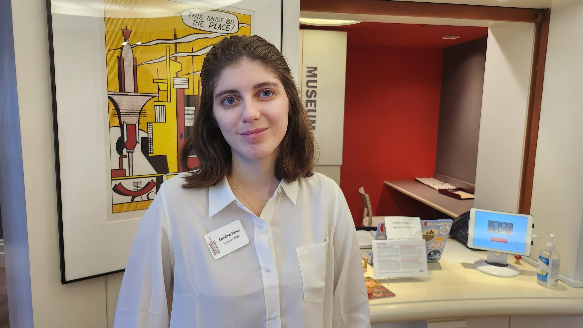 Caroline Tilson '24 at the Berman reception desk.