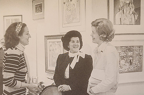 Françoise Gilot, Muriel Berman, and Helen Jackson, during an exhibition of original prints by Gil...