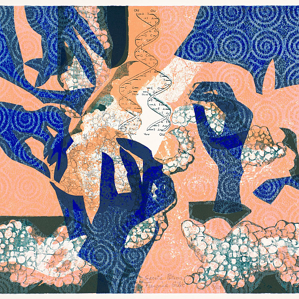 Françoise Gilot, Genetic Patterns, 1991. Color lithograph.