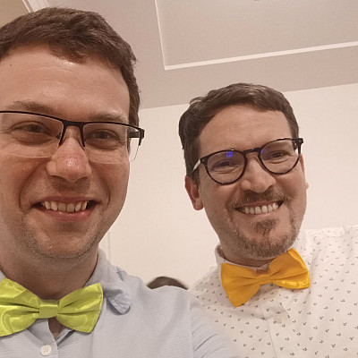 Dr. Tralie and Dr. Montesinos at the reception for VPAA Mark Schneider, May 2023