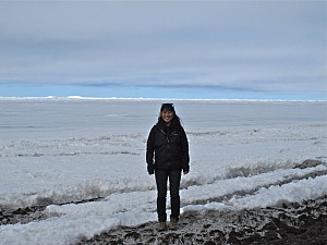 ENV alum Sarah Huang at the Beaufort Sea for ethnographic field work as part of her graduate degree.