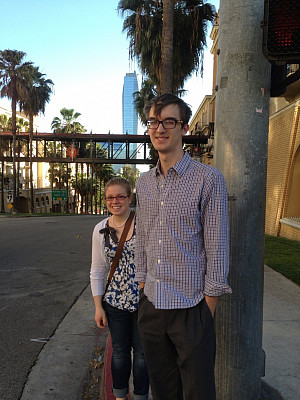 Megan Maccaroni and Andrew Williams head for their first conference (the Annual Meetings of the American Association of Geographers).