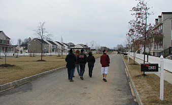 Walking the neighborhood.