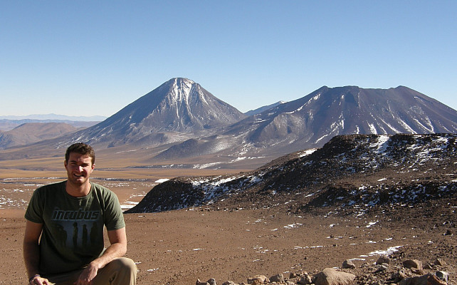 Jon Ward ’13 working high in the Andes, where conditions are ideal for the telescopes used in his research.