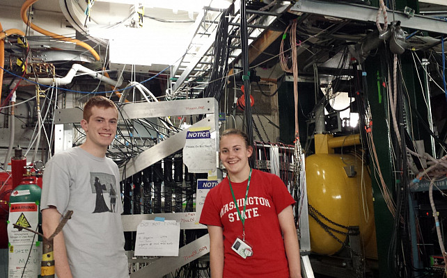 Rose Blanchard ’16 and Jon Kustina ’16 helped collect data at the National Superconducting Cyclotron Laboratory.