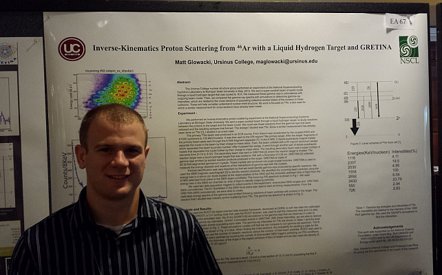 Matt Glowacki ’15 presenting his nuclear physics research at a national conference.