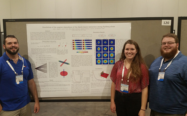 Jacob Bigelow, Veronica Sanford, and Jake Paul present their research at DAMOP 2016 in Columbus, OH.