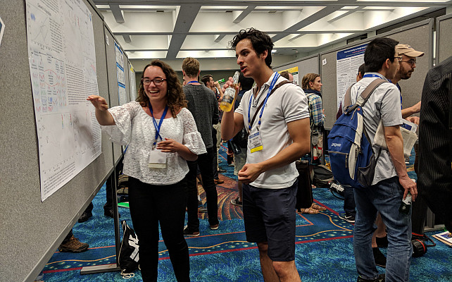 Bianca Gualtieri explains her research at DAMOP 2018 in Ft. Lauderdale, FL.