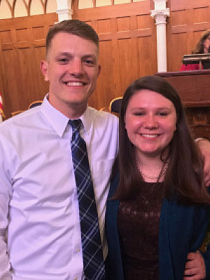 Austin Kurey ’17 and Ella McGill ’17 at their induction into Phi Beta Kappa.