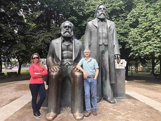 Marx and Engels statue, Berlin, Germany, ECON 223, Study Abroad course in economics, summer 2019.