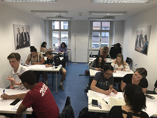 Classroom activity, Prague, ECON 223, Study Abroad course in economics, summer 2019.