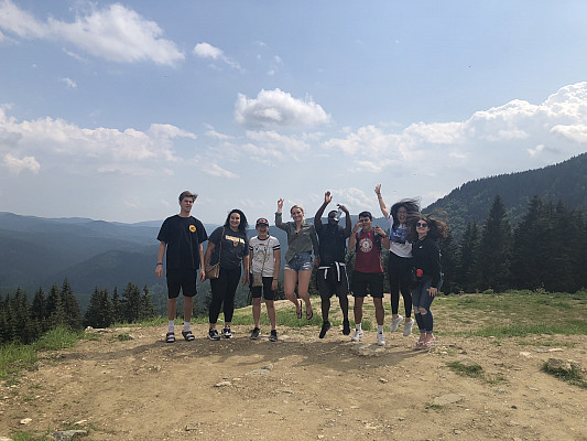 Peak of Sinaia Mountains, Romania, ECON 223, Study Abroad course in economics, summer 2019.