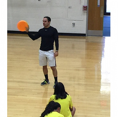 Giancarlo Morreale ’16 student teaching in the Spring-Ford Area School District engaging students in physical education.