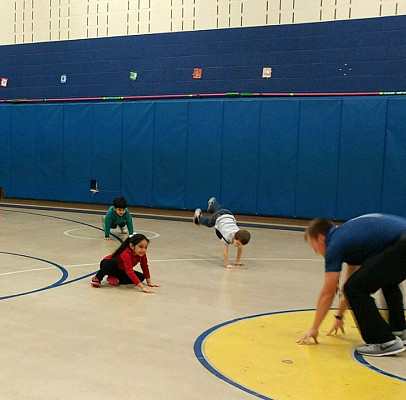 Ryan Crawford '18 student teaching Health & Physical Education at South Elementary School.