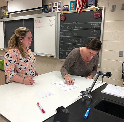 Sara Vukas '18 student teaching Biology in Spring-Ford Area High School.