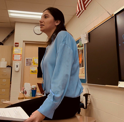 Lauren Flanagan '22 student teaching English in the Spring-Ford School District.