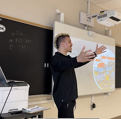 Jason Carter '21 (student teaching as a post-baccalaureate) teaching Health in the Spring-Ford School District.