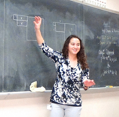 Madeline Craig ’15 (student teaching ninth semester) teaching 8th grade math in the Spring-Ford School District.